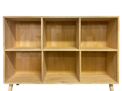 6 Cube Storage Shelf, Freestanding Open Bookcase With Legs Cubby Organizer For Living Room - Natural Wood