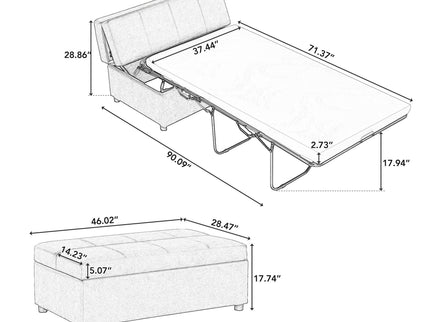 Twin Size Folding Ottoman Sleeper Bed With Mattress Convertible Guest Bed