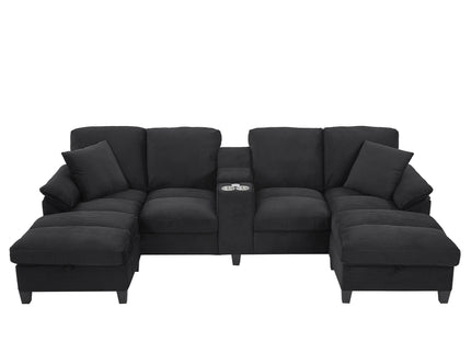 Modern U-Shaped Sectional Sofa With Storage Ottomans
