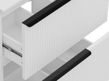 Fluted Bathroom Vanity With Ceramic Sink, Freestanding Cabinet