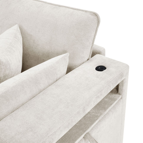 Modern Sectional Sofa U-Shaped With Movable Ottoman Storage Armrests And USB Ports