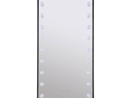 Villancourt - LED Standing Mirror With Speakers - Black