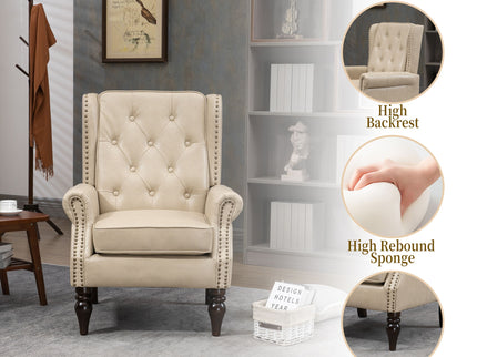 Modern Accent Armchair With Sturdy Wood Legs