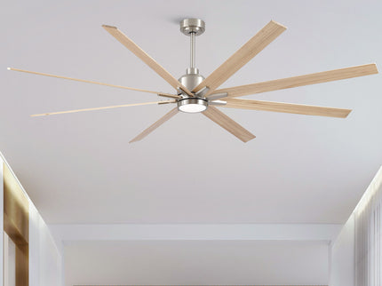 Oversized Large Ceiling Fan With Dimmable LED Light, 8 Blades, Remote Control