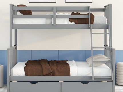 Bunk Bed With Ladders And 2 Storage Drawers