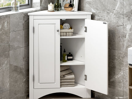 Triangle Bathroom Storage Cabinet With Adjustable Shelves, Freestanding Floor Cabinet For Home Kitchen
