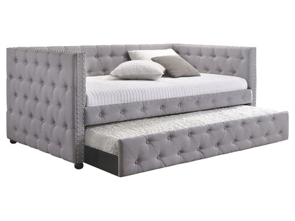 Cross - Upholstered Twin Daybed With Trundle - Gray