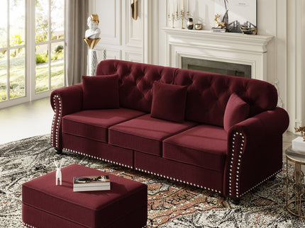 Upholstered Sofa Set With Nailhead Trim And Rolled Armrests, Includes Pillows