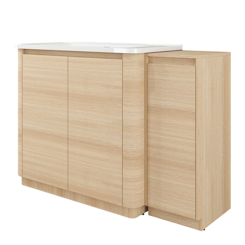 Freestanding Bathroom Vanity With Sink, 1 Small Storage Cabinet, Soft Close Door