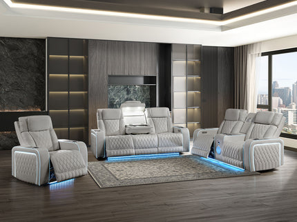 Electra - Power Reclining Set With Power Headrests, Massage And LED Lighting