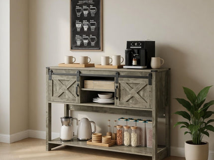 Farmhouse Entryway Table With Sliding Barn Door