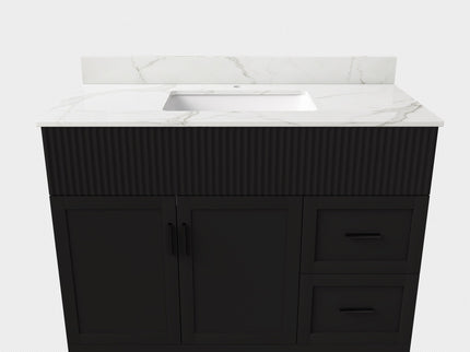 Bathroom Vanity Set, Fluted Cabinet, Soft Close Doors, Single Faucet Hole, Sink Included - Black