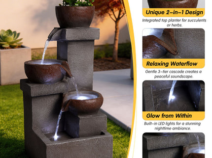 LED Waterfall Fountain Outdoor For Garden - Gray