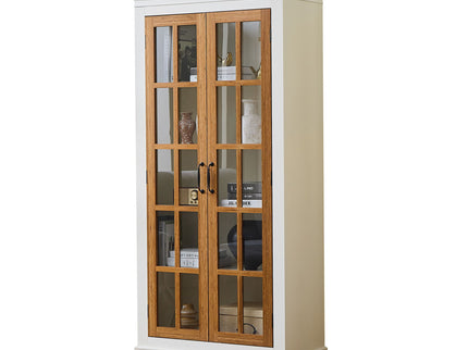 Rustic Style Display Cabinet With Glass Doors For Collectibles