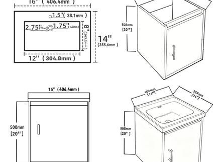 16" Floating Bathroom Vanity Combo, Wall Mounted Cabinet With Sink & Soft Close Doors For Small Bathrooms - Khaki