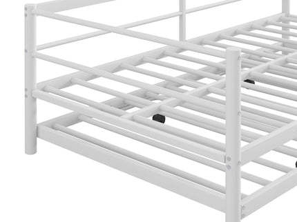 Industrial Metal Daybed With Adjustable Pop Up Trundle And LED Strip