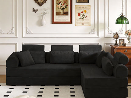 Modern L-Shape Modular Sectional Sofa, Compressed Design