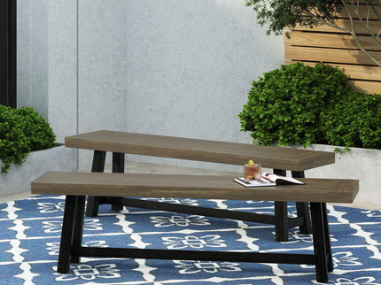 Cloud - Outdoor Bench With Acacia Wood Frame And Slat Panel Design