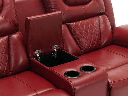 Home Theater Seating Manual Recliner Loveseat With Hide-Away Storage, Cup Holders And Led Light Strip For Living Room