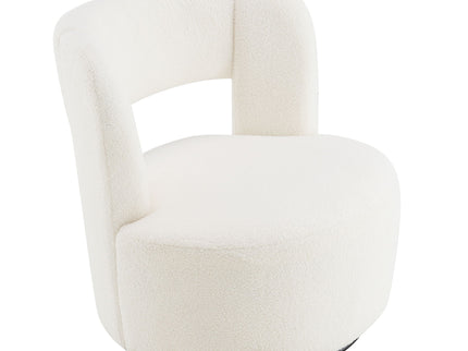 Swivel Comfy Round Barrel Chair With Soft Teddy Fabric For Living Room