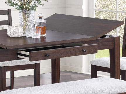 6 Piece Counter Height Dining Set Table With Storage Ladder Back Chairs And Bench - Walnut