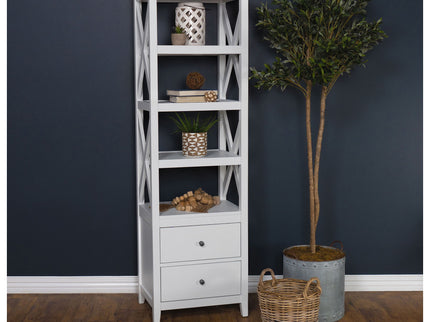 Delaney - 4 Shelf Bookcase With Top Storage Tower - White