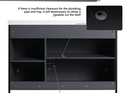 Modern Freestanding Bathroom Vanity With Resin Sink & Soft Close Cabinet Doors