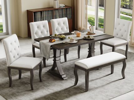 Dining Set With Bench, 6 Piece