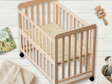 Portable Bedside Bassinet With 3 Heights, Mini Crib For Newborns - Natural Wood