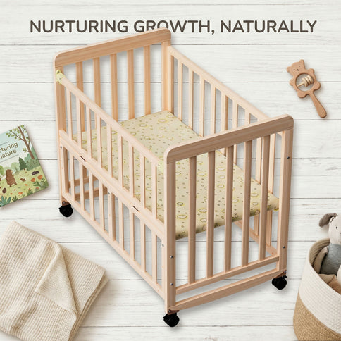 Portable Bedside Bassinet With 3 Heights, Mini Crib For Newborns - Natural Wood
