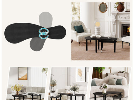 Rotatable Cocktail Table With Solid Legs, 360 Degree Rotating