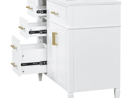 Bathroom Vanity With Sink, 4 Drawers, 2 Doors