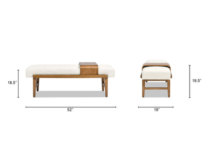Billie - Modern Telephone Bench With Sliding Shelf - Ivory White