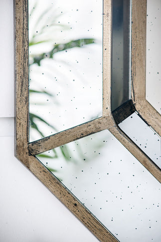 Oversized Octagon Mirror, Mid Century Modern Accent Mirror, For Living Room, Entryway, Bedroom, Hallway - Silver