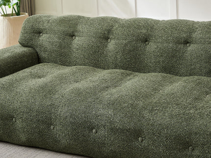 Cloud Series Minimalist Button Tufted Square Arm 3 Seater Sofa