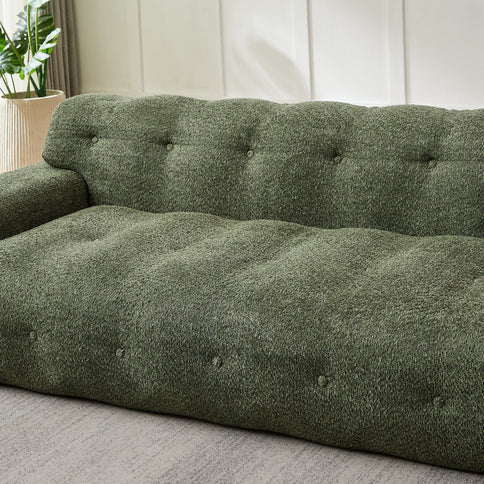 Cloud Series Minimalist Button Tufted Square Arm 3 Seater Sofa