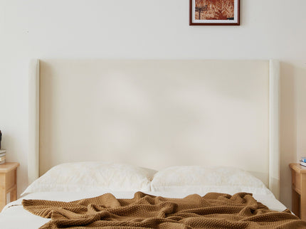 Carmen - King Size Upholstered Wingback Bed - Ivory