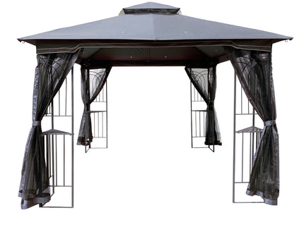 Patio Gazebo Tent With Ventilated Double Roof And Mosquito Net