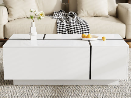 Extendable Coffee Table With 2 Hidden Storage Space And 2 Drawers For Living Room