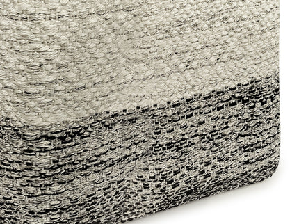 Macie - Square Woven Outdoor / Indoor Pouf - Gray / White