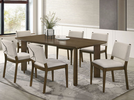 Crispin - 7 Piece Rectangular Dining Table Set With Upholstered Chairs - Brown