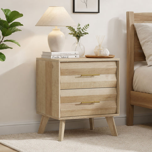 Medieval Double Drawer Bedside Table