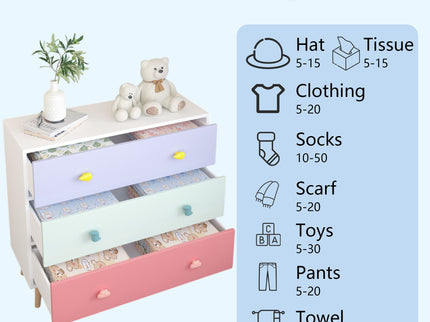 3 Drawer Dresser, Storage Cabinet With Anti Tip Safety