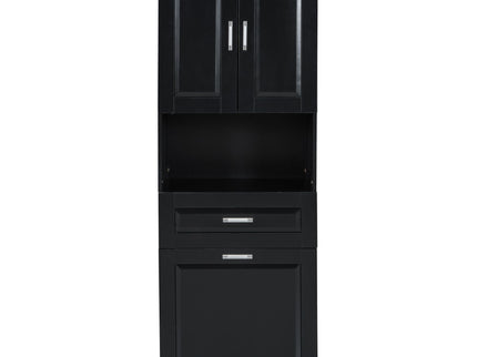 Tall Bathroom Cabinet With Tilt-Out Laundry Basket And Upper Storage