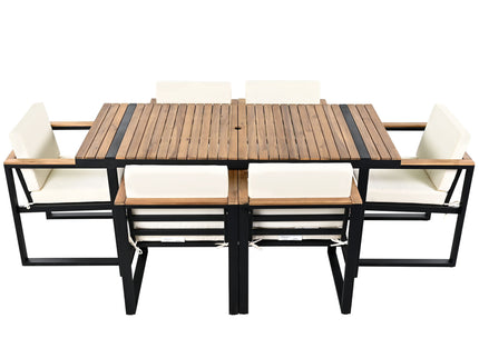 7 Pieces Outdoor Dining Set Patio Dining Table And Chair Set With And Removable Cushions For Patio