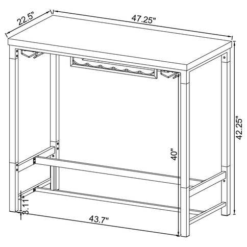 Tonneson - Bar Table With Trestle Base And Wine Storage - White