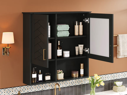 2 In 1 Wall-Mounted Mirror Cabinet With Adjustable Shelves, Soft-Close Doors, High-Definition Mirror & Storage