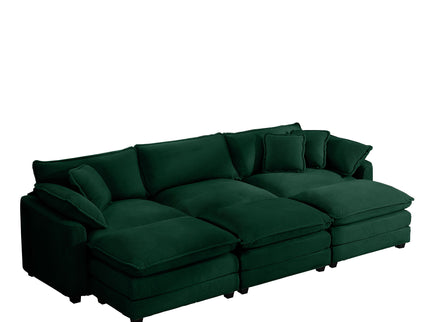 Modern Modular Cushion Sofa With Ottoman, Low Back, Deep Seating Sofa Set