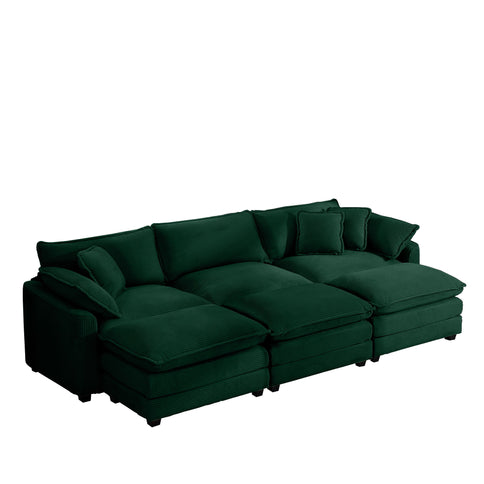 Modern Modular Cushion Sofa With Ottoman, Low Back, Deep Seating Sofa Set