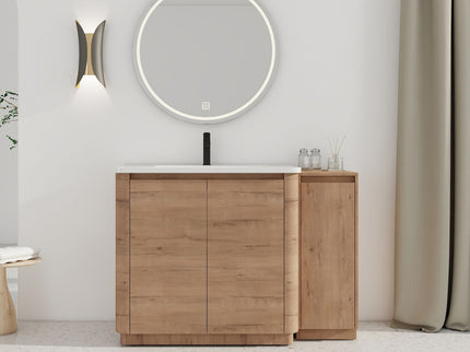 Freestanding Bathroom Vanity With Sink, 1 Small Storage Cabinet, Soft Close Door